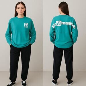 Walt Disney World Spirit Jersey Green White Logo Disney Parks Adult Size Small